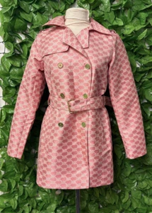 MICHAEL KORS MK Logo Belted Coat in Pink - UK Size XS USED - Picture 1 of 5