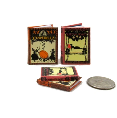 LITTLE THINGS OF INTEREST CINDERELLA & SLEEPING BEAUTY 2 Pc Miniature 1:12 Scale Readable Illustrated Book