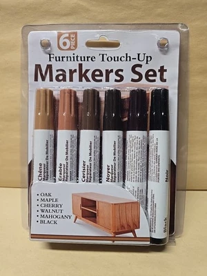 Juego de 6 rotuladores de retoque de muebles con cera de madera para reparación de arañazos y Fi Foto 1 de 2