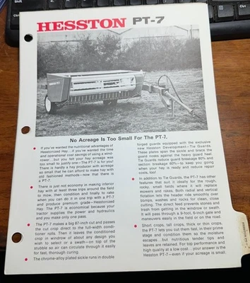 1970 HESSTON PT-7 Hesstonized Hay Dealer Shop Salesmen Brochure Specs & Prices - Image 1 of 2