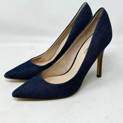 Guess GWELOY 4 Mujer Denim Punta Tacones de Aguja Talla 7.5 M Preppy Oficina Foto 1 de 4