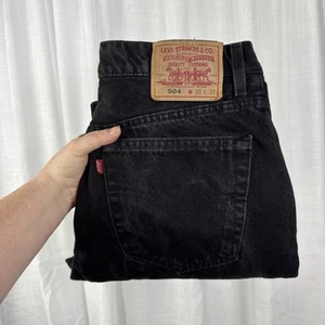 Levis 504 Men’s Regular Straight Jeans W35 L32 black Hemmed Please See Photo - Picture 1 of 7