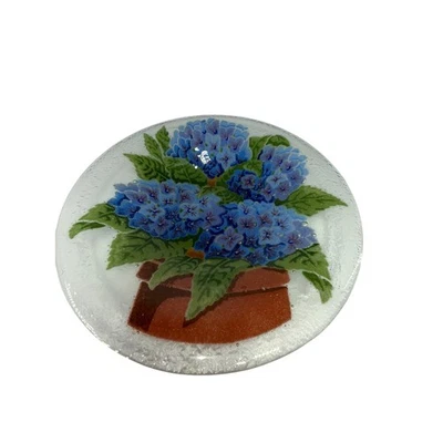 Plato de vidrio fundido hortensia flores diseño maceta arte decorativo plato 8,5 Foto 1 de 4