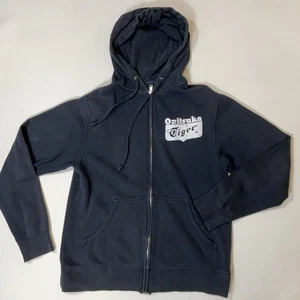 Sudadera con capucha negra Onitsuka Tiger ropa de calle para mujer S cremallera completa sudadera con capucha como está - Imagen 1 de 16