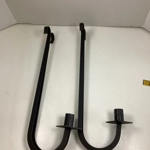 2 Kerzenständer Wandleuchter Schmiedeeisen geschmiedet schwarz Wand Handarbeit - Bild 1 von 7