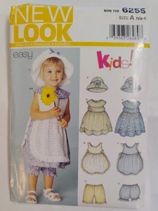 Dress Apron Hat Infant Girls NB S M L Simplicity 6255 New Look Sewing Pattern - Picture 1 of 9
