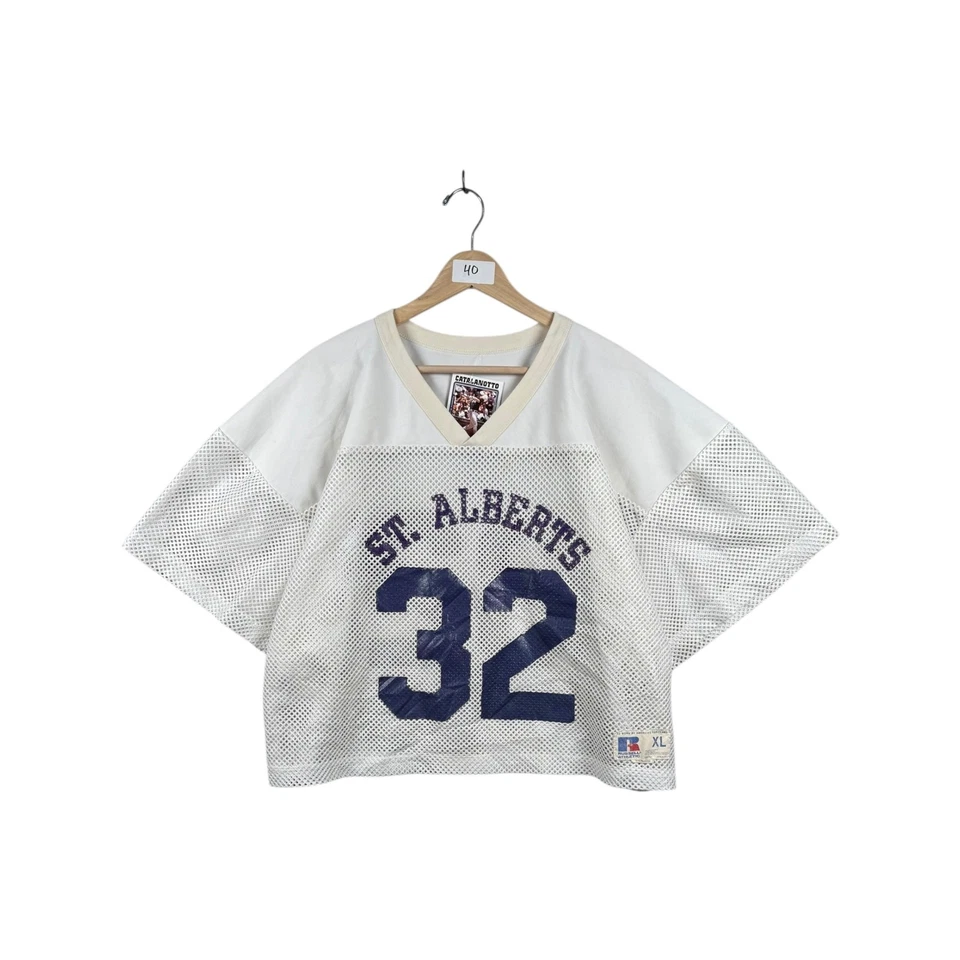 Camiseta corta vintage Russell Athletic St. Alberts Y2K blanca para hombre XL Foto 1 de 4