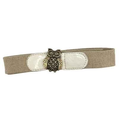 Vintage Betsey Johnson Womens Brass Owl Belt Womens Size M White and Beige - Image 1 of 4