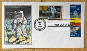 1981 Space Achievements+Man On Moon Combo FDC Ham Cachet By Steve Caddick  - Picture 1 of 2