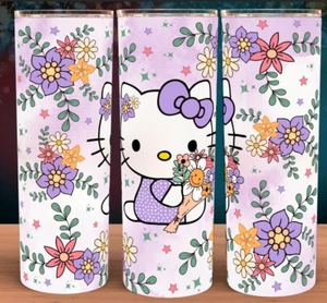 Hello Kitty Floral Purple Coffee Cup Mug Tumbler 20oz - Picture 1 of 3