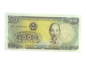 1988 Vietnam 1000 Dong Unc Banknote P-106a, Ho Chi Minh, Elephant Logging - Picture 1 of 2