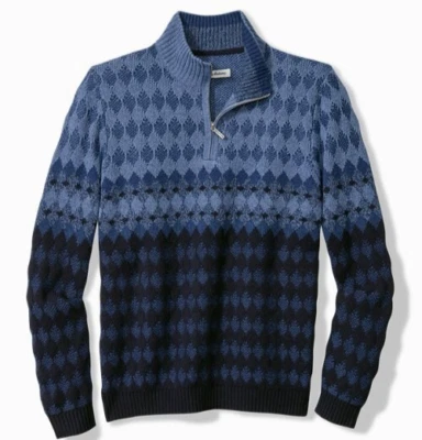 Suéter Tommy Bahama Para Hombres Mediano Ombre Arglye Media Cremallera Foto 1 de 3