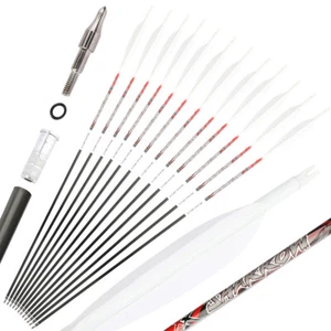 32" Pure Carbon Arrows 5" Feather SP300-800 Recurve Compound Bow Archery Hunting - Picture 1 of 17