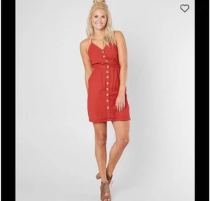 NWT - Size XS Willow & Root Burnt Orange Racerback Adjustable Strap Button Dress - Picture 1 of 9