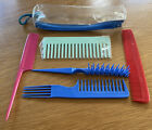 6 piece Hair Styling Comb Set In Clear Zip Up Case Hairdressing Brush Barbers