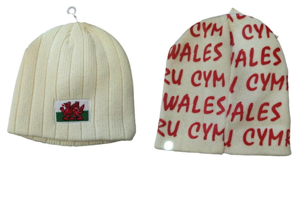 New Kids Wales Flag Welsh Cymru Print Warm Football Rugby Knitted Beanie Hat