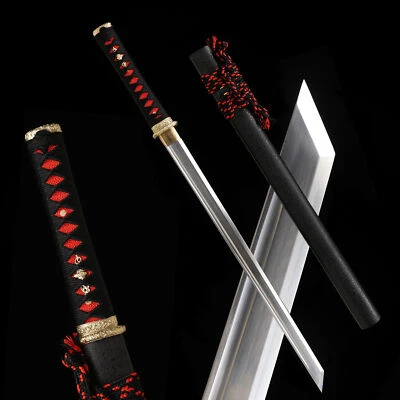 Polished Wakizashi Japanese Samurai Katana Sword Ninja Full Tang T10 Steel Sharp - Image 1 of 4