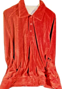 Camisa de vestir vintage con cuello pulóver rojo 1/4 botón SportsWear para adultos. Talla L - Imagen 1 de 3