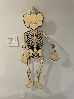 KAWS Companion Tan Skelton Screen Print On Cardboard - Image 1 of 2