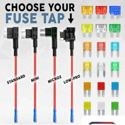2/3 Car Add-A-Circuit Standard Mini Micro Low-Profile Blade Fuse Tap Adapter - Image 1 of 4