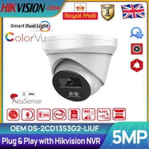 Hikvision OEM 5MP Smart Hybrid Light ColorVu IR IP Camera Mic DS-2CD1353G2-LIUF - Picture 1 of 15