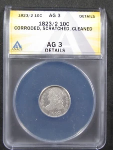 1823/2 10c ANACS AG3 Details. Popular Bust Dime overdate. (125141). - Picture 1 of 4