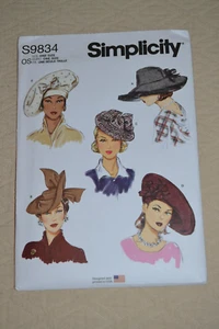 Simplicity S9834 sewing pattern, womens hats in 5 styles - Picture 1 of 3