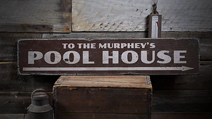 Pool House, Custom Pool, Pool, Swimming - Rustic Distressed Wood Sign - Picture 1 of 2