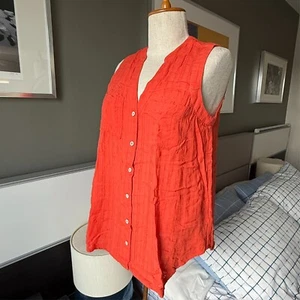 - Maeve dunkelkoralle ärmelloses Top Henley Ausschnitt Sommer US 2 - Bild 1 von 6