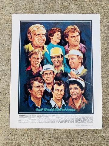 Vintage 1987 Golf World Hall of Fame Poster Painted Miller Nicklaus Trevino Cover
