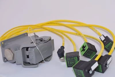 NEW HARTING HAN 10-E 10 pin Connector MURR Solenoid Valve Plug w/cable - Image 1 of 4
