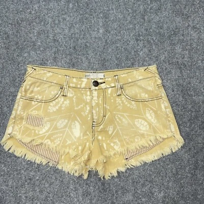 Free People Shorts Womens Size 27 Yellow Shibori Tribal  Bleach Leaf Cut Off - Image 1 of 4