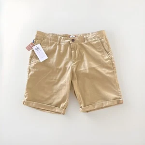 JACK & JONES Chino Shorts Men’s Large Khaki Light Beige Regular Fit Flat Front - Picture 1 of 3