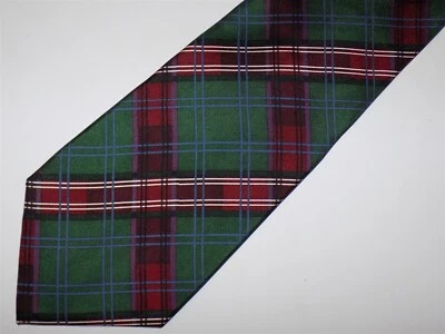 STAFFORD Silk Necktie Hunter Green Burgundy White 56" x 4" WIDE - Image 1 of 2