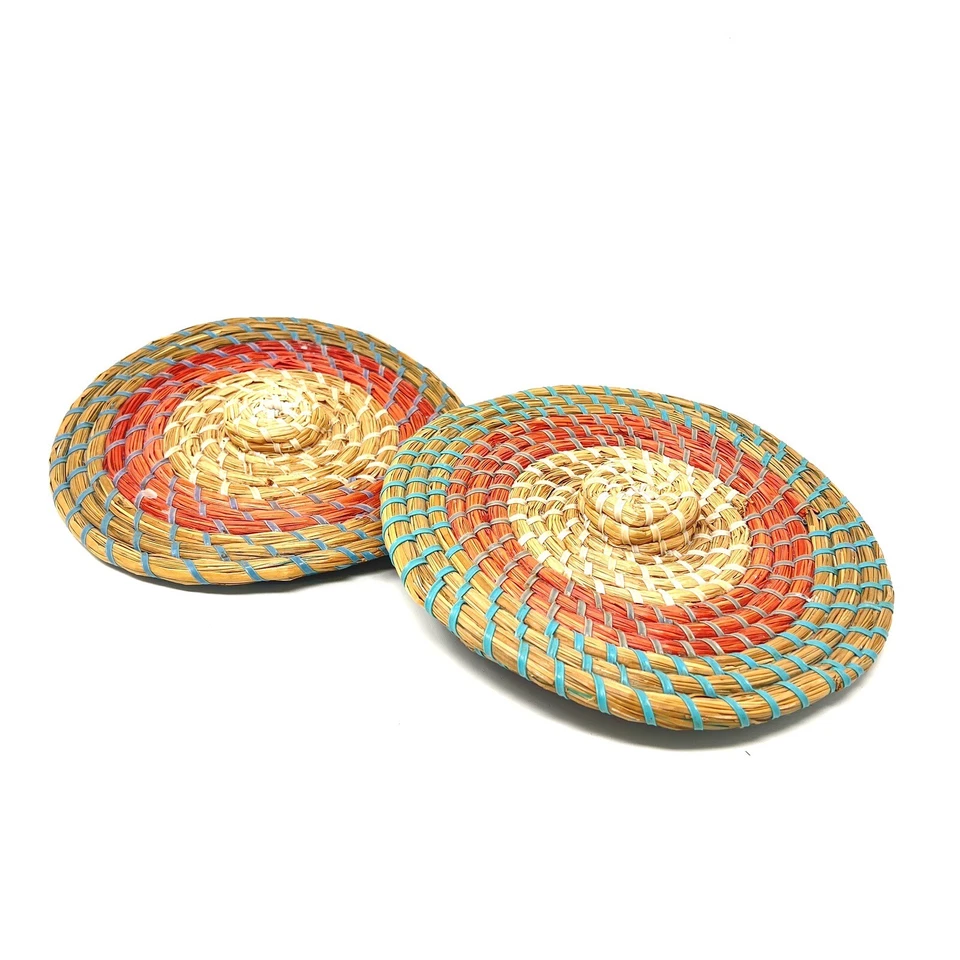 Hand Woven Rattan/ Wicker Lids For Bowls Bohemian Home Decor Housewares - Image 1 of 4