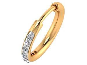 14 Karat Gelbgold Diamant Nasenring, 0,05 kt natürlicher Diamant Gold Damen Creolenring - Bild 1 von 21