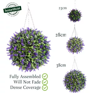 Migliore palla di fiori di lavanda viola artificiale cesto da appendere pianta da giardino topiaria - Foto 1 di 10
