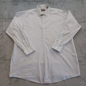 Geoffrey Beene Shirt Mens Size 19 Tall Blue Gray Geometric Long Sleeve Button Up - Picture 1 of 12