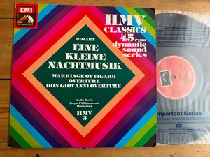 HMV 3 Mozart Eine Kleine Nachtmusik etc Colin Davis 45rpm - Picture 1 of 2