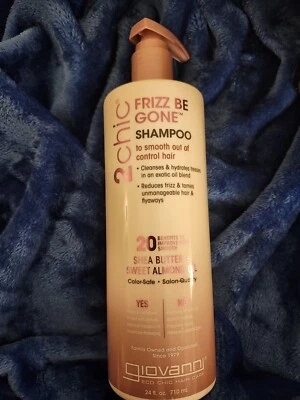 Giovanni 2chic Frizz Be Gone 乳木果油和甜杏仁油洗发水 24 盎司全新 — 第 1/2 张图片