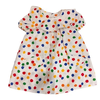 复古 80 年代生日女孩派对礼服袖口圆点尺寸 5/6 多彩 — 第 1/4 张图片