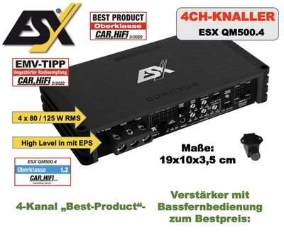 B-stock ESX QM500.4 4-channel digital amplifier 500 watts RMS + bass remote... Foto 1 de 4