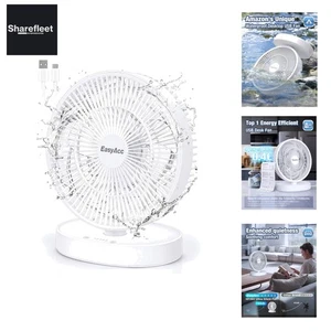 9 Zoll USB Tischventilator mit Luftzirkulation|Wasserdichtig 67|Starker Wind... - Bild 1 von 9