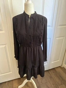 Vestido Camisa J Crew Mercantil Talla 8 M Niveles Volantes Pintuck Manga Larga Plisado - Imagen 1 de 4