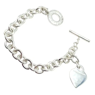 Tiffany & Co Silver Heart Tag Charm + Toggle Bracelet + Oval Jump Ring Clasp - Image 1 of 4