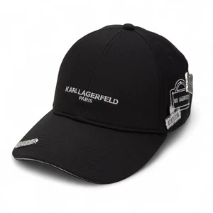 Karl Lagerfeld Paris Adult Cap Adjustable Black Hat with Pins Charms NEW w/ Tag - Picture 1 of 14