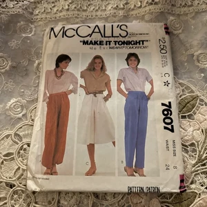 Pantalones McCall's patrón de costura 7607 Misses talla 8 cintura 24 pulgadas sin cortar FF - Imagen 1 de 4