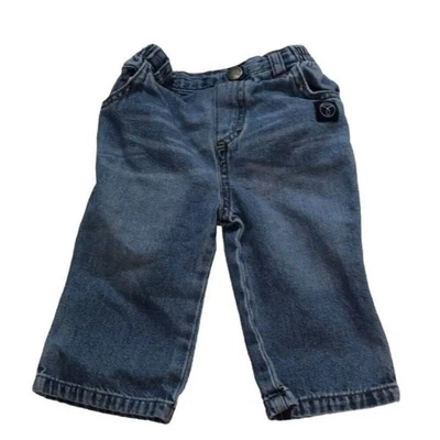 Pantalones de mezclilla informales clásicos de cintura elástica para niños pequeños Foto 1 de 4