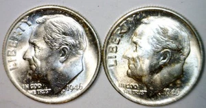 1946s x2 BU + Roosevelt SILVER Dimes = UNCIRCULATED 2 Coin LOT NR - Picture 1 of 4