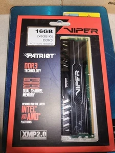 PATRIOT VIPER 16GB (2x8GB) DDR3 RAM Kit 1600MHz Intel & AMD XMP 2.0 UK NEW - Picture 1 of 12